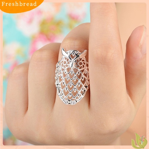 &lt; Freshbread &gt; Fashion Wanita Burung Hantu Berongga Jari Cincin Cukup Lucu Fashion Aksesoris Hadiah