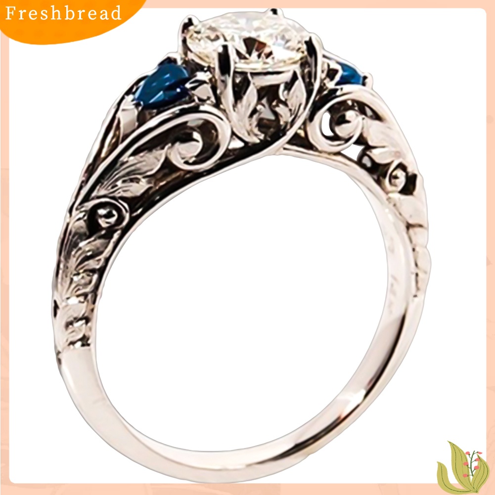 < Freshbread > Glitter Bulat Berlian Imitasi Bertatahkan Berongga Band Cincin Pengantin Pertunangan Perhiasan Hadiah