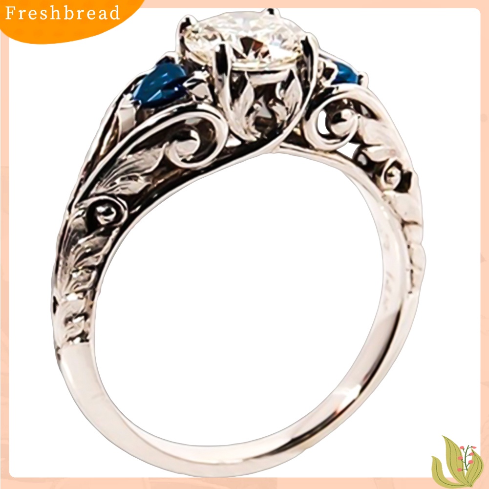 &lt; Freshbread &gt; Glitter Bulat Berlian Imitasi Bertatahkan Berongga Band Cincin Pengantin Pertunangan Perhiasan Hadiah