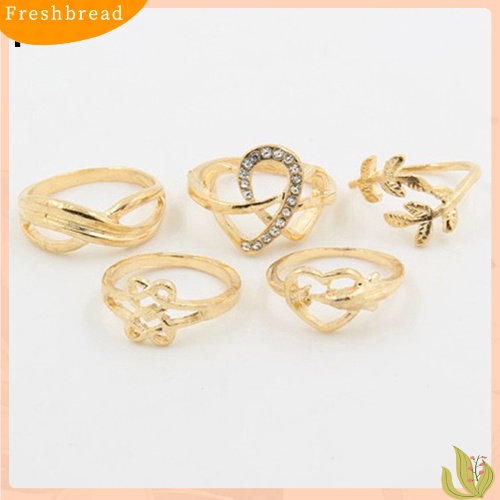 &lt; Freshbread &gt; Fashion Wanita 5pcs Pesona Di Atas Buku Jari Atas Cincin Midi Set Perhiasan