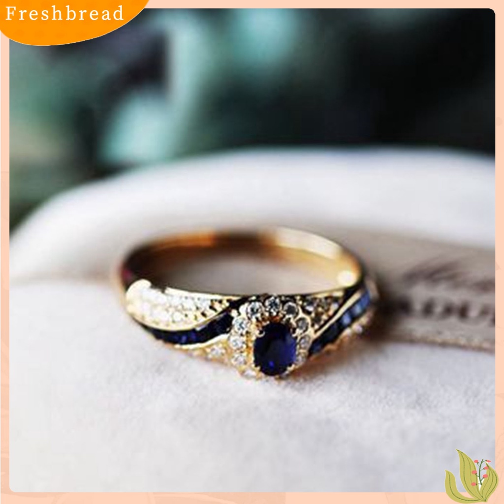 &lt; Freshbread &gt; Wanita Cincin Permukaan Halus High-end Berlian Imitasi Mengkilap Hias Pernikahan Circlet Perhiasan Perempuan