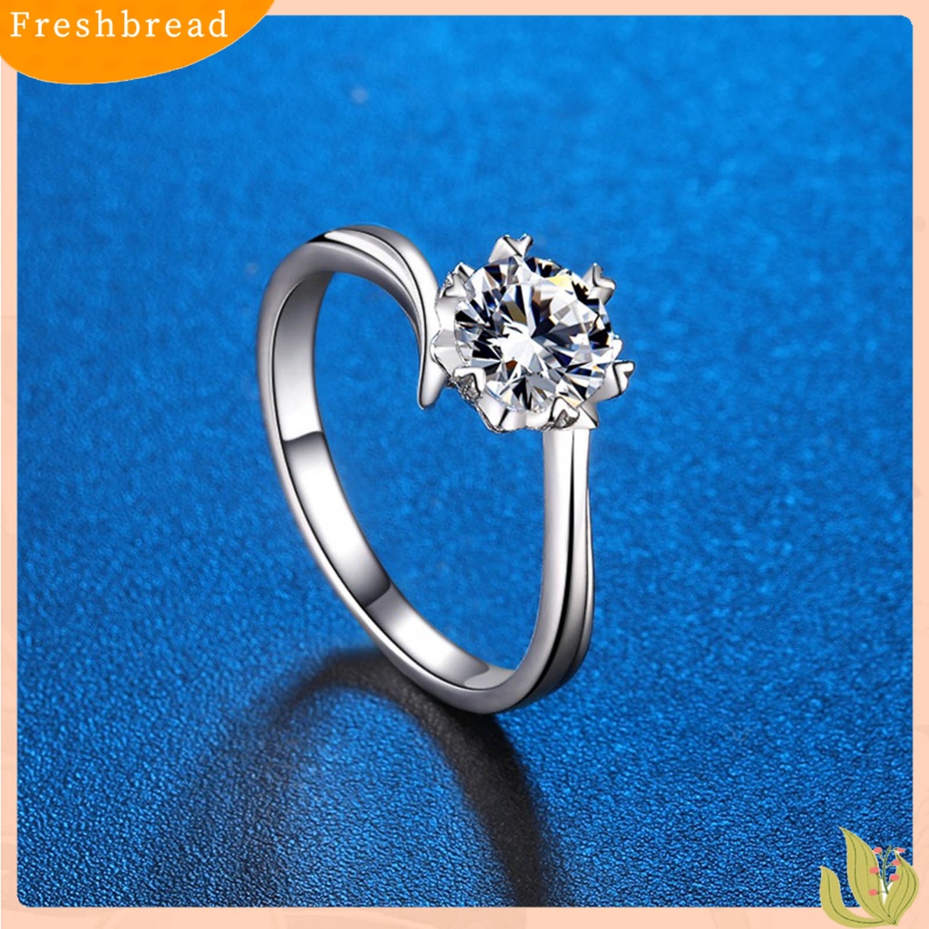 &lt; Freshbread &gt; Cincin Jari Shiny Rhinestone Electroplating Pengerjaan Halus Tahan Luntur Hias Tembaga Indah Snowflake Engagement Ring Perhiasan Aksesori