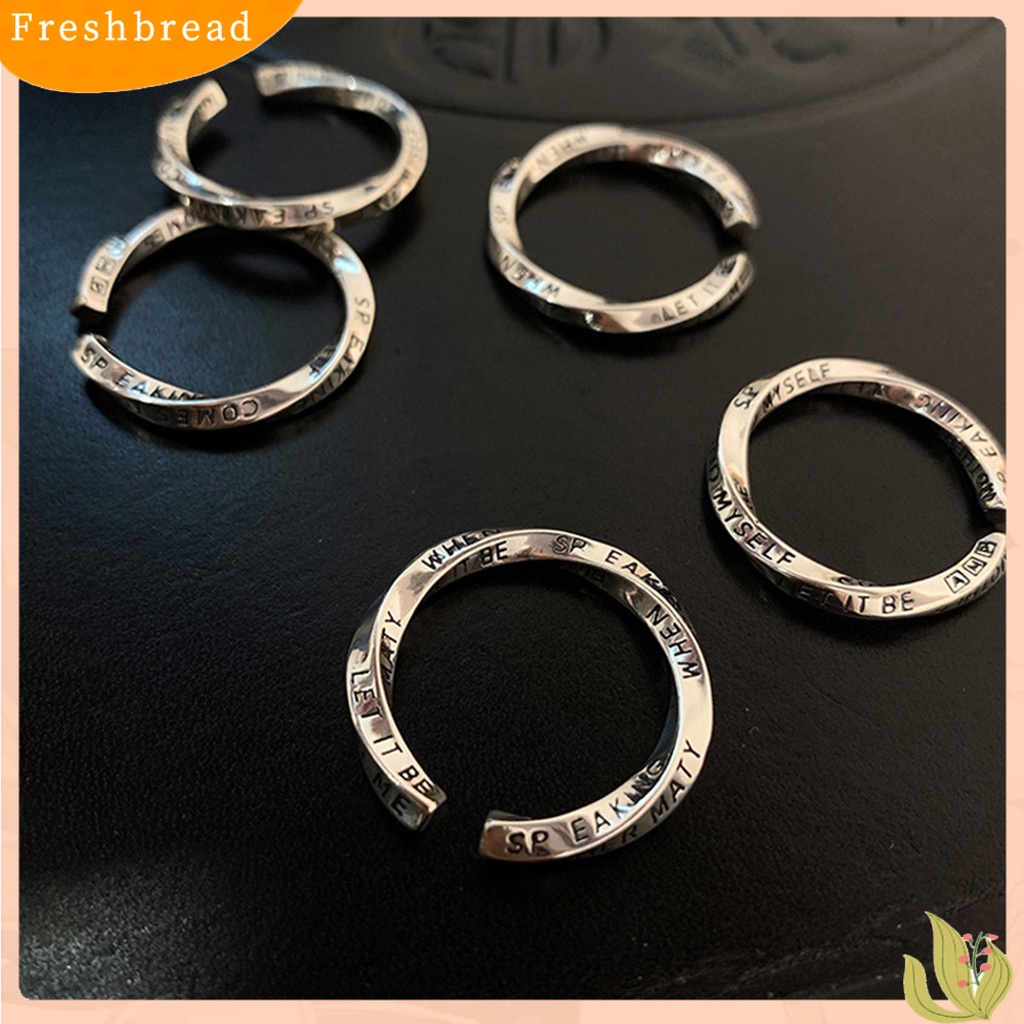 &lt; Freshbread &gt; 1Pc Cincin Huruf Inggris Simple Indah Sehari Hari Memakai Tembaga Memutar Tidak Teratur Wanita Ring Untuk Perjamuan