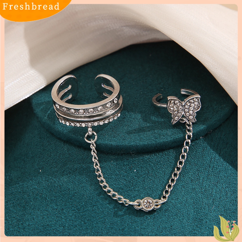 &lt; Freshbread &gt; Jari Cincin Bentuk Indah Paduan Berkilau Upacara Pernikahan Kupu-Kupu Cincin Terbuka Perhiasan Bergaya Hadiah Ulang Tahun
