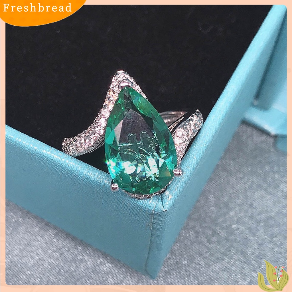 &lt; Freshbread &gt; Cincin Unisex Pear-Berbentuk Terbuka Perhiasan Geometri Indah Jari Cincin Perhiasan Aksesoris