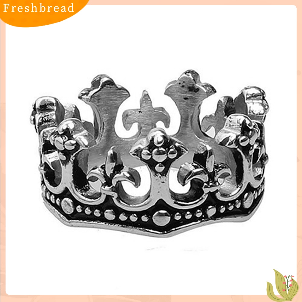 &lt; Freshbread &gt; Berongga Mahkota Pria Biker Rings Cincin Baja Titanium Fashion Perhiasan US Size 8-12