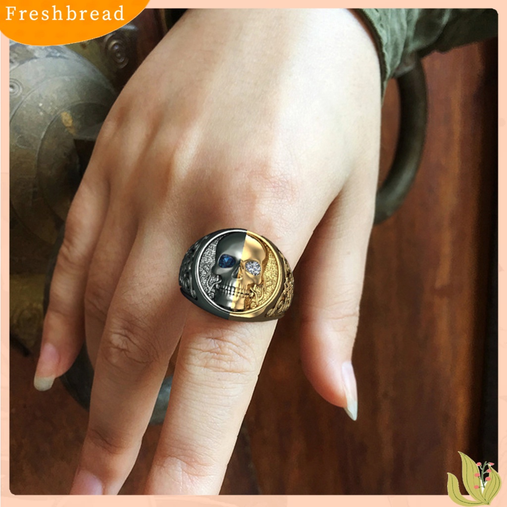 &lt; Freshbread &gt; Cincin Pesta Halus Indah Electroplated Alloy Mengerikan Pria Wanita Cincin Tengkorak Ukiran Untuk Pesta Custom