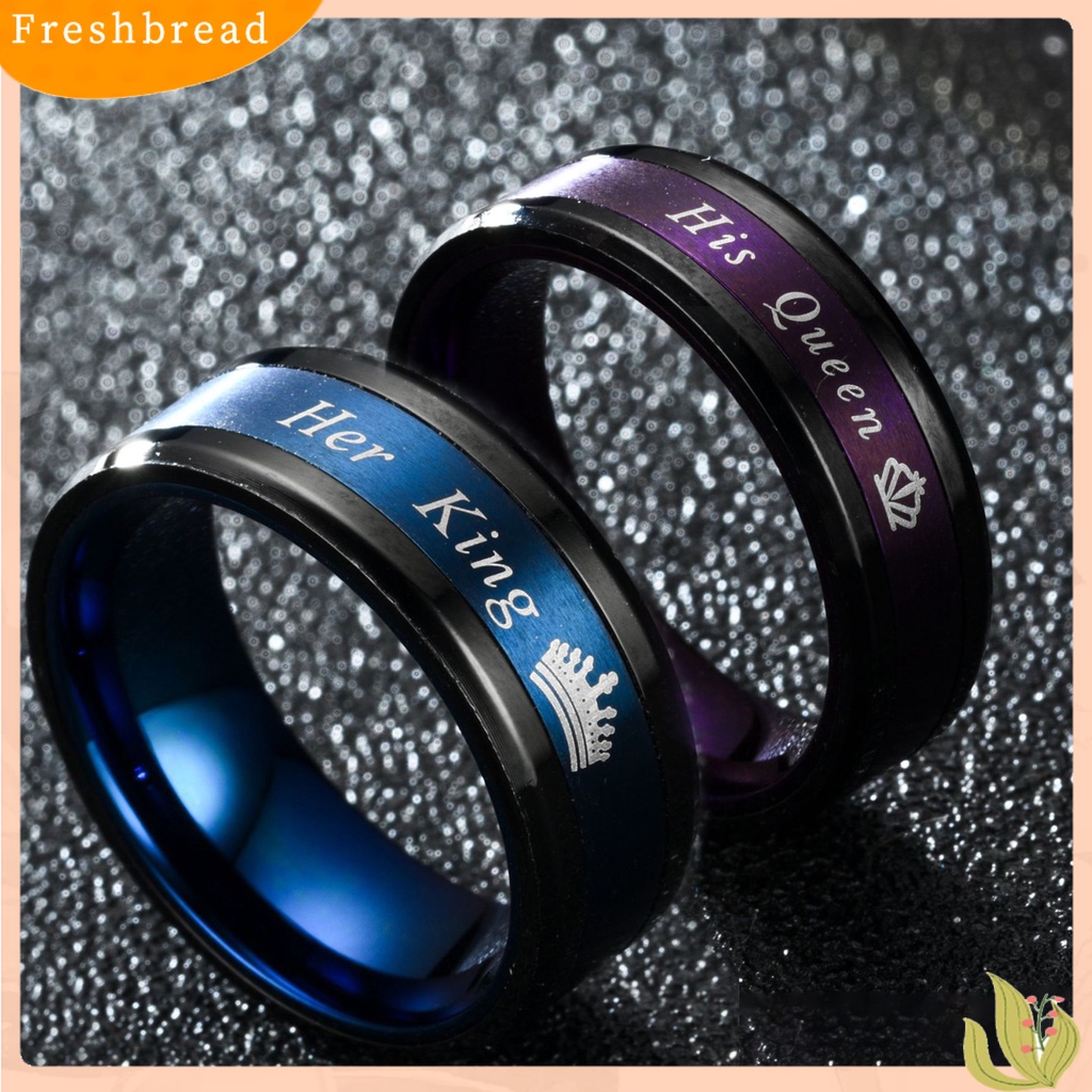 < Freshbread > Cincin Couple Huruf Dipoles Finish Perhiasan Temperamen Kilau Terang Cincin Jari Untuk Hari Kasih Sayang