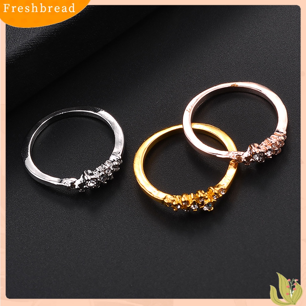 &lt; Freshbread &gt; Wanita Cincin Simple Berlapis Mengkilap9 Berlian Imitasi Knuckle Ring Untuk Pacaran