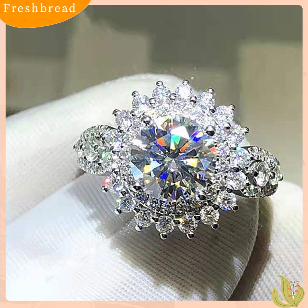 &lt; Freshbread &gt; Cincin Wanita Bentuk Bunga Berlian Imitasi Perhiasan Ringan Fashion Penampilan Cincin Jari Untuk Pernikahan