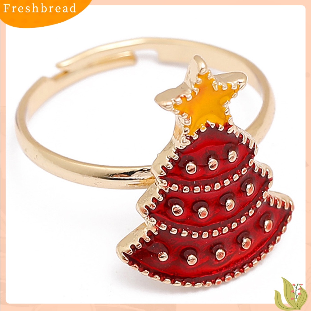 < Freshbread > Perhiasan Natal Paduan Kartun Anak-Anak Snowman Elk Xmas Tree Snowflake Cincin Hadiah