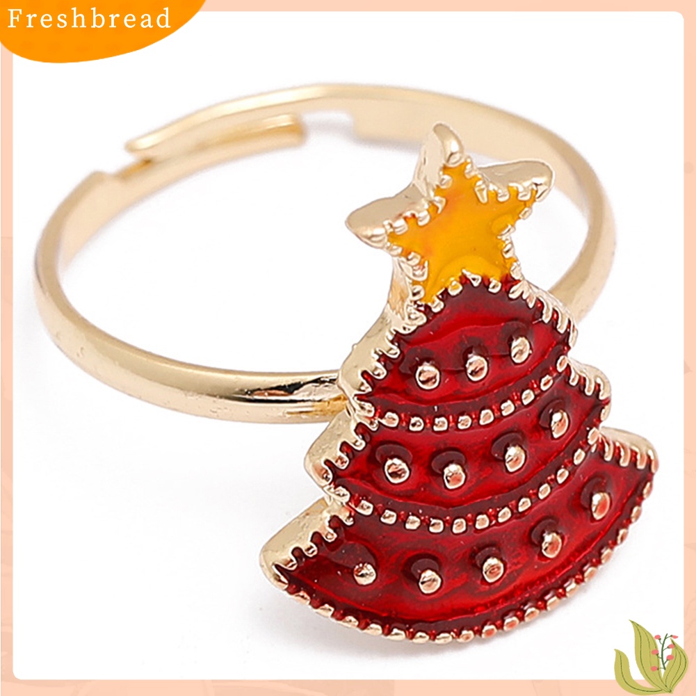 &lt; Freshbread &gt; Perhiasan Natal Paduan Kartun Anak-Anak Snowman Elk Xmas Tree Snowflake Cincin Hadiah