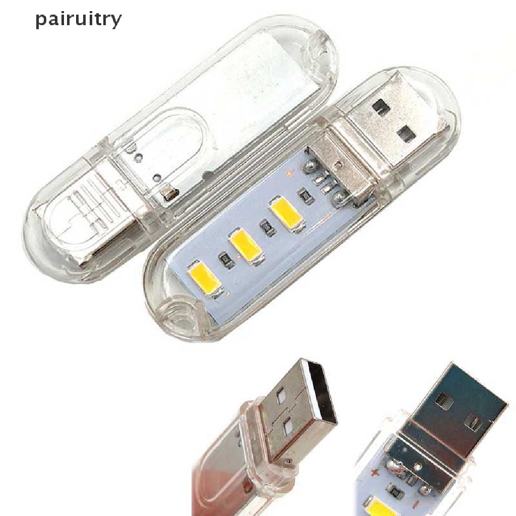 Prt Lampu Tidur LED Mini Portabel Peralatan Camping Daya USB 3lampu LED Chips Lamp PRT