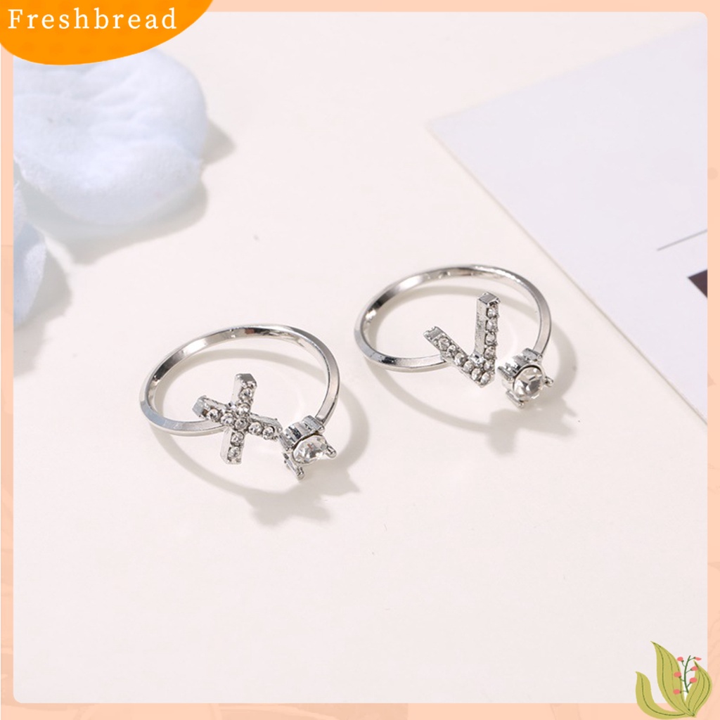 &lt; Freshbread &gt; Adjustable A to Z Alfabet Terbuka Cincin Pasangan Pernikahan Band Perhiasan Aksesori Hadiah