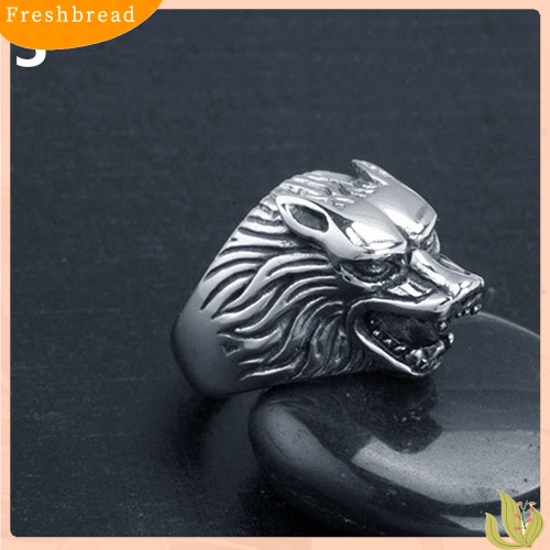 &lt; Freshbread &gt; 1Pc Man Vintage Serigala Kepala Gigi Bentuk Punk Jari Buku Jari Keren Cincin Perhiasan