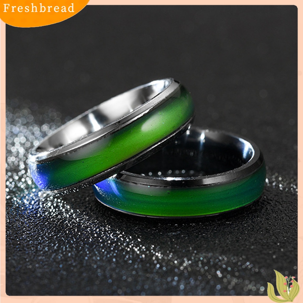 &lt; Freshbread &gt; Cincin Couple Berubah Warna Electroplating Temperature Sensing Sealing Glaze Hadiah Anniversary Bebas Alergi Tidak Luntur Suhu Klasik Mood Ring Untuk Pakaian Sehari-Hari