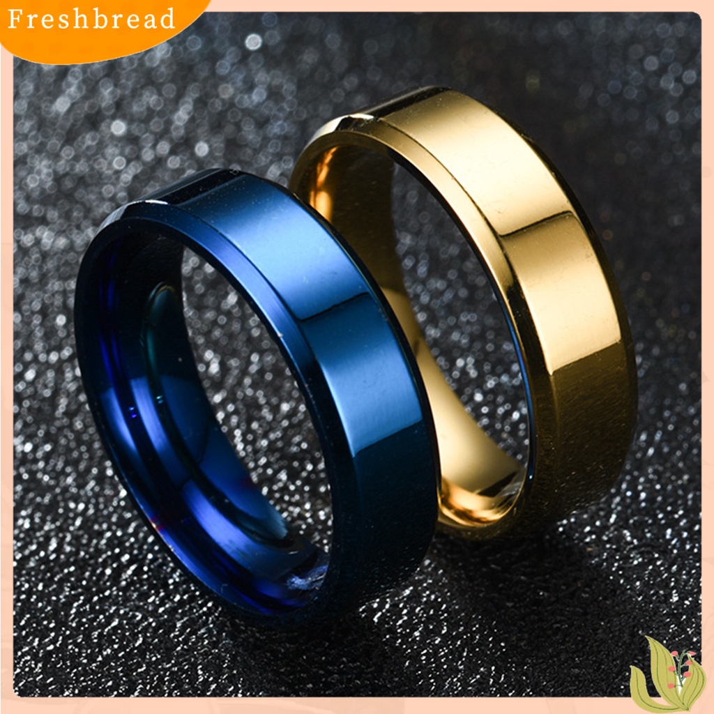 &lt; Freshbread &gt; Lebar Anti Karat Pria Cincin Stainless Steel Sederhana Indah Pertunangan Cincin Fashion Perhiasan