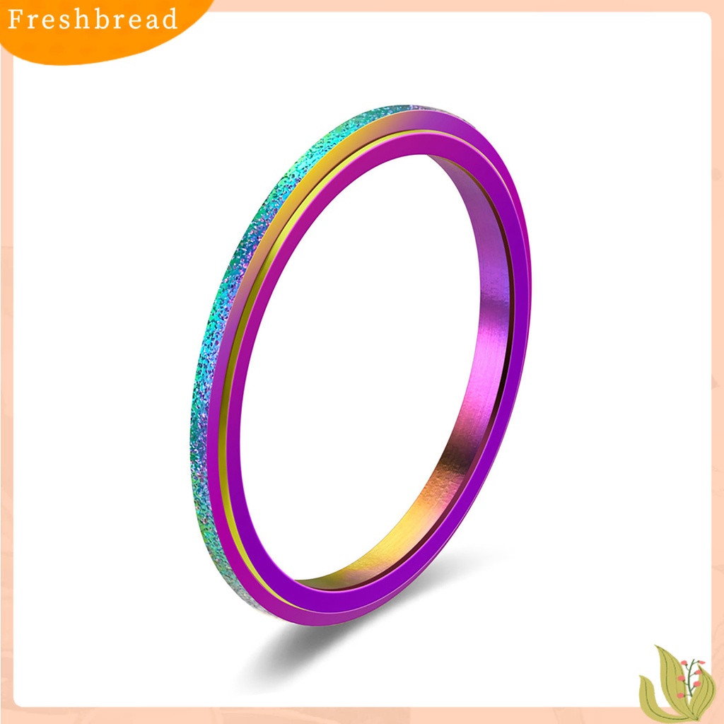 &lt; Freshbread &gt; Wanita Cincin 2mm Slim Frosted Rotatable Polished Stress Relief Stainless Steel Gaya Sederhana Jari Cincin Perhiasan Fashion