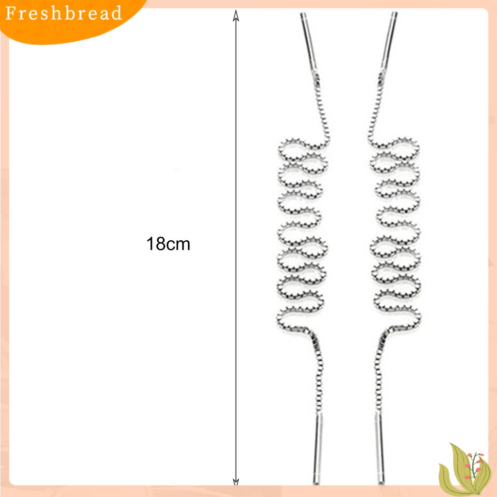 < Freshbread > Fashion Wanita Gaya Korea Super Panjang Rantai Garis Paragraf Panjang Pesona Anting