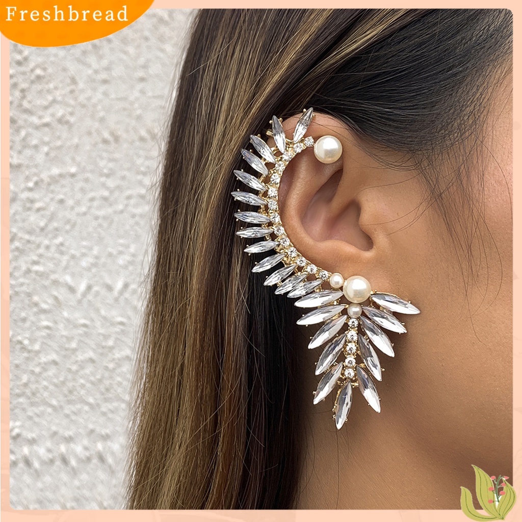 &lt; Freshbread &gt; 1Pc Klip Telinga Berlebihan Geometris Mengkilap Tinggi Berlian Imitasi Electroplating Ear Ornament Tanpa Tindik Fashion Kristal Imitasi Mutiara Auger Telinga Manset Perhiasan Aksesoris