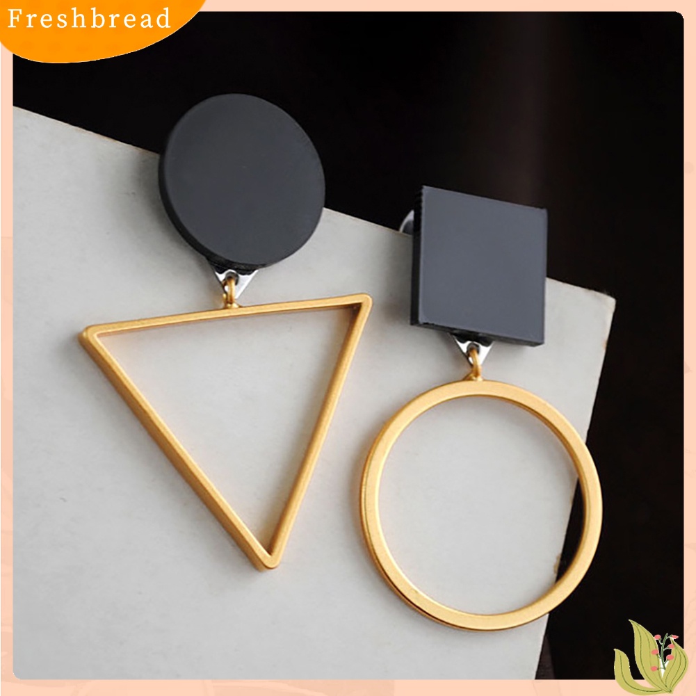 &lt; Freshbread &gt; Kreatif Wanita Asimetris Anting Geometris Segitiga Lingkaran Club Pesta Eardrop