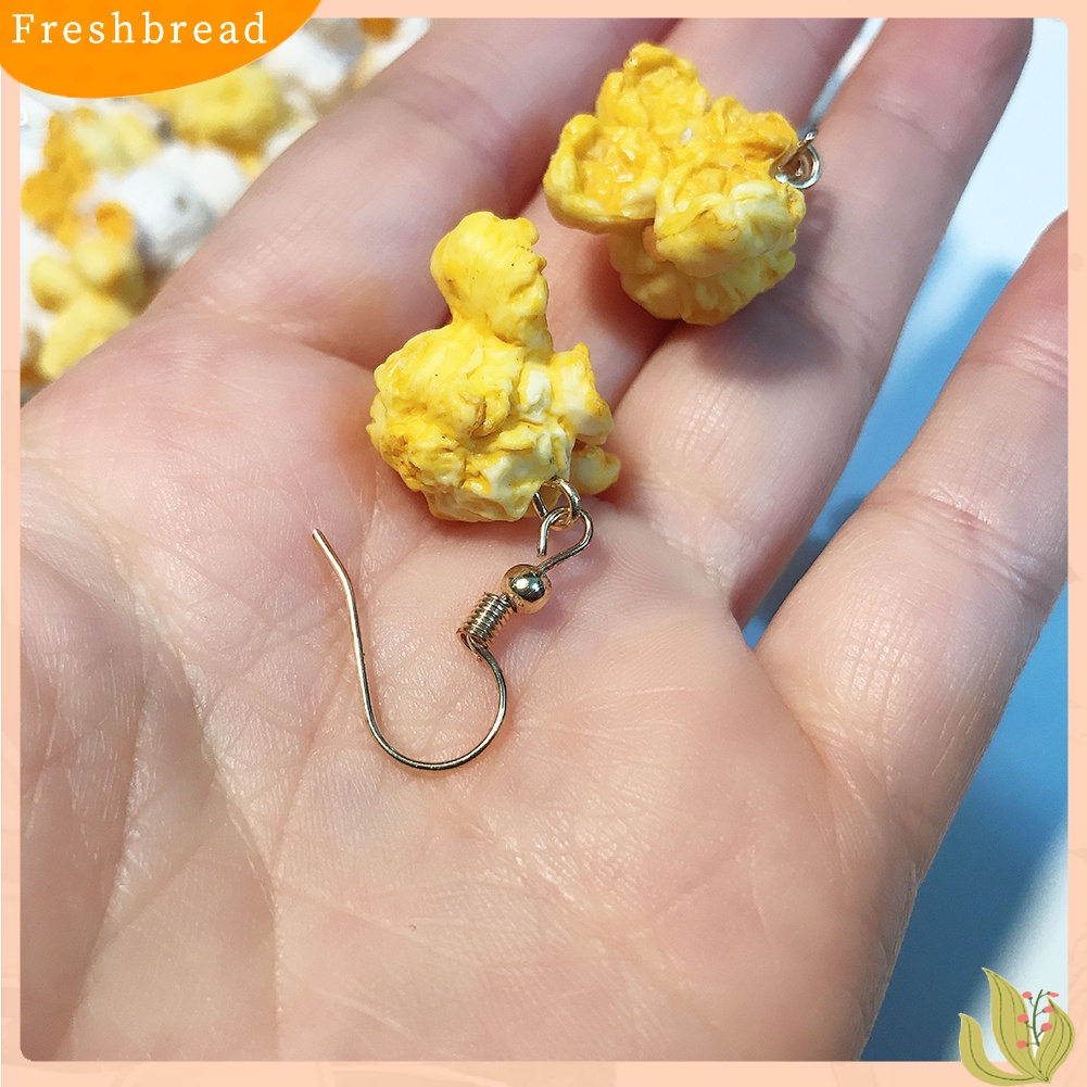 &lt; Freshbread &gt; Lucu Wanita Popcorn Makanan Menjuntai Telinga Klip Kait Anting Pesta Club Perhiasan Hadiah