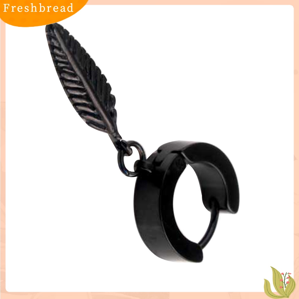 < Freshbread > 1Pc Punk Pria Bulu Liontin Stainless Steel Hoop Earring Pesta Perhiasan Hadiah