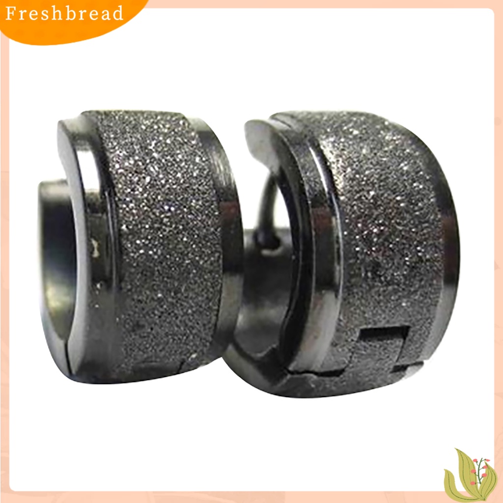 &lt; Freshbread &gt; 1pasang Anting Hoop Huggie Earrings Baja Titanium Kusam Pria Wanita