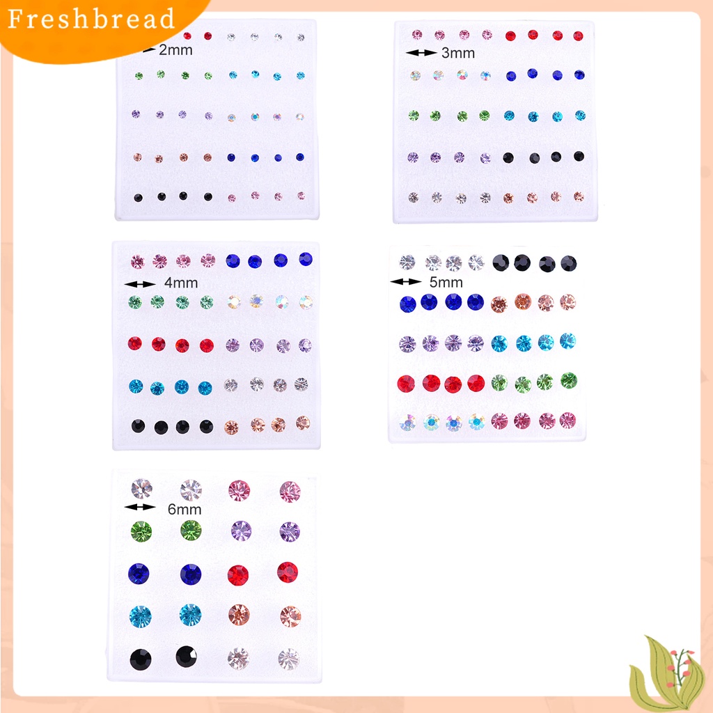 &lt; Freshbread &gt; 20pasang Wanita Ear Studs Set Shiny Cubic Zirconia Indah Ringkas Bersinar Multi-Warna Hias Stainless Tidak Bahaya Zirconia Women Earrings Set Untuk Pakaian Sehari-Hari