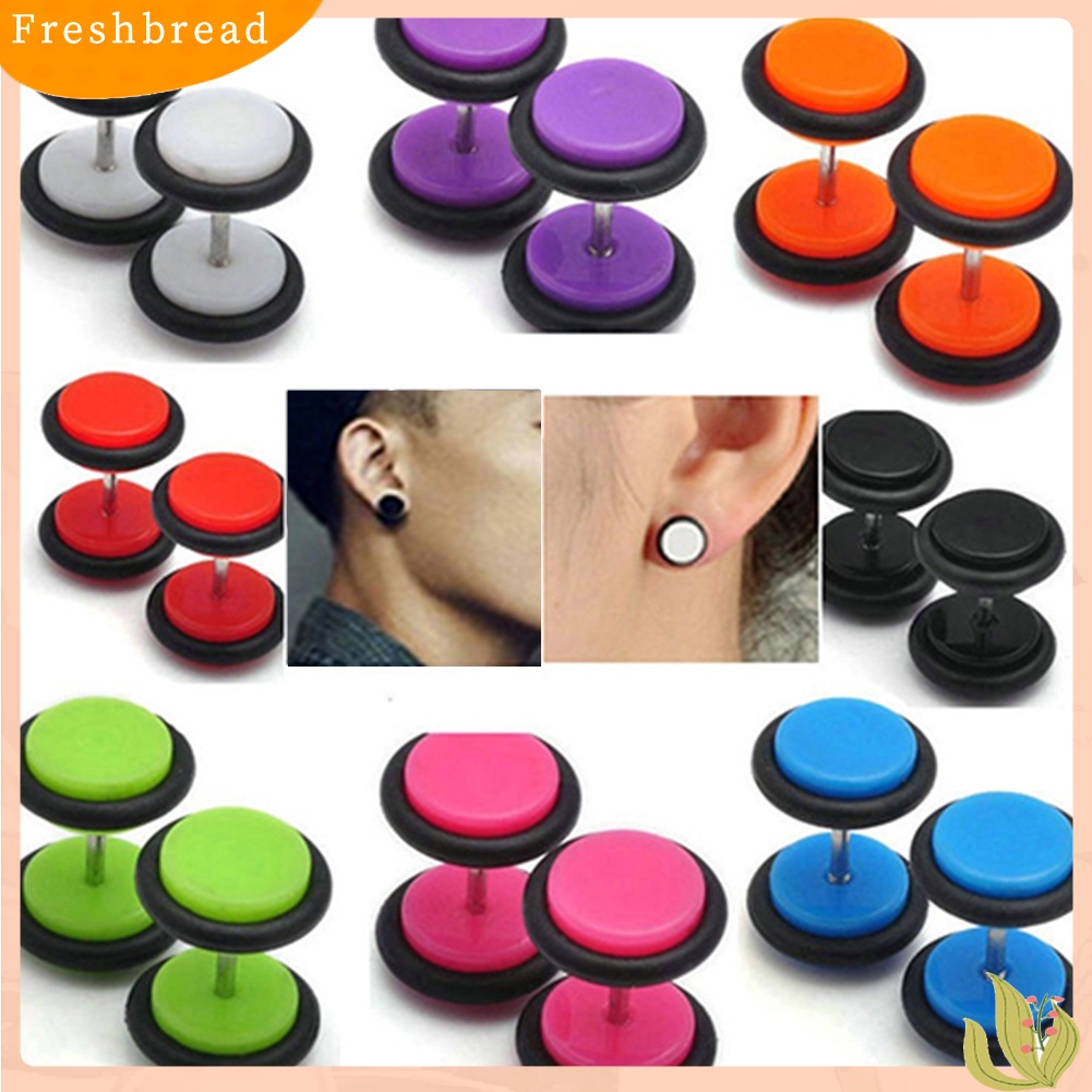 &lt; Freshbread &gt; 1pasang Pria Wanita Punk 8mm Dumbbell Gaya Stud Anting Tindik Perhiasan Charms