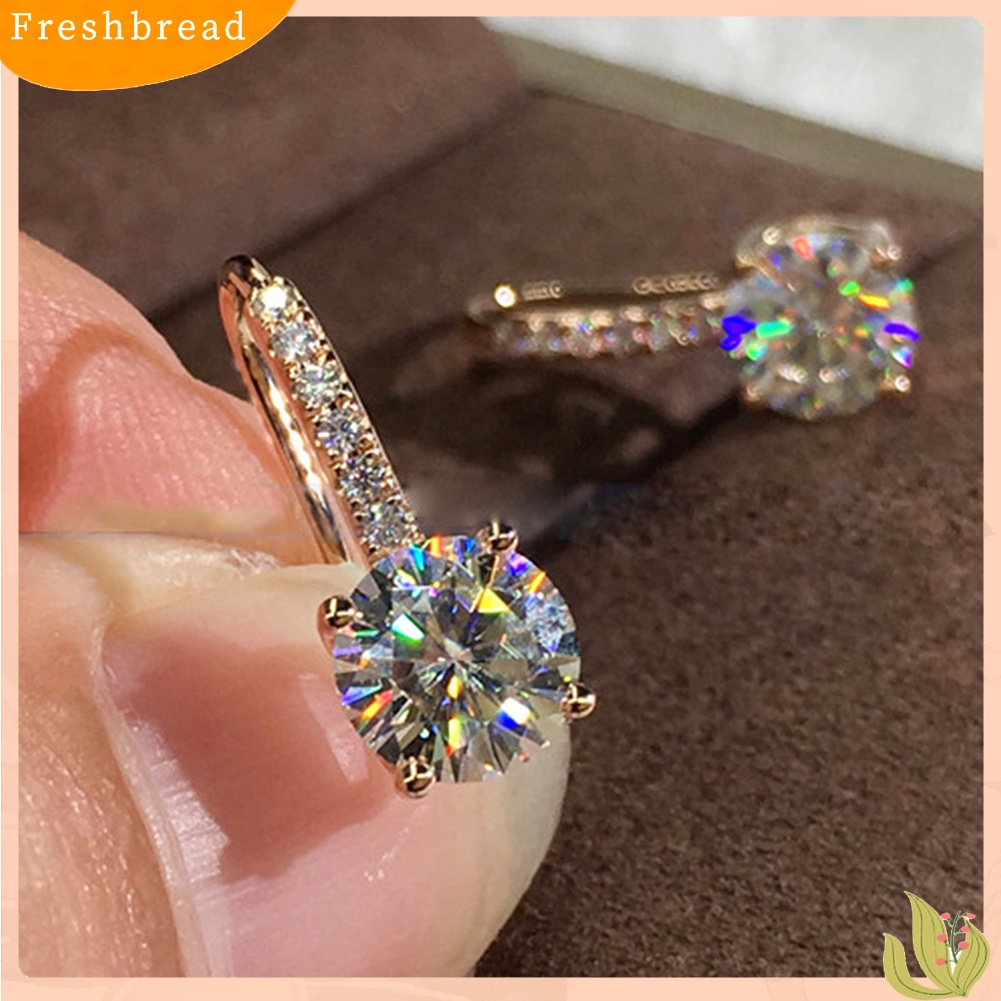 &lt; Freshbread &gt; Wanita Cubic Zirconia Hias Bulat Menjuntai Kait Anting Hadiah Perhiasan Natal