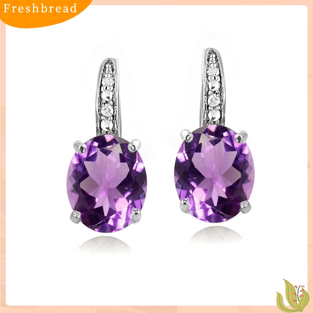 &lt; Freshbread &gt; Fashion Oval Kubik Zirkon Wanita Leverback Anting Pesta Perjamuan Pesona Perhiasan