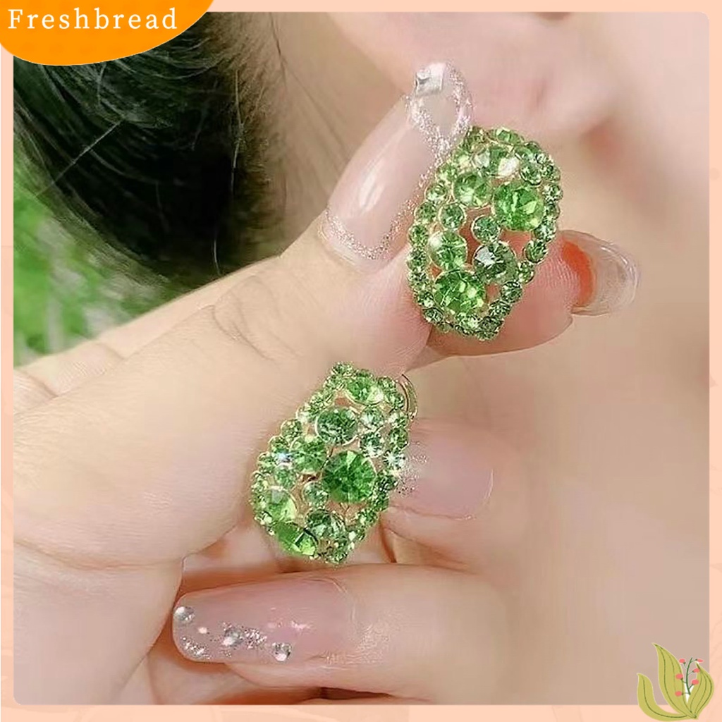 &lt; Freshbread &gt; 1pasang Anting Pejantan Temperamen Mengkilap Elegan Geometris Berkilau Berdandan Hadiah Valentine Wanita Kristal Imitasi Menjuntai Anting Perhiasan Pernikahan Aksesori Fashion