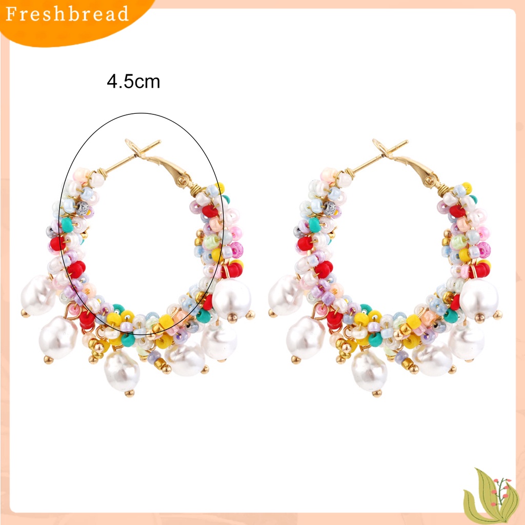 &lt; Freshbread &gt; 1pasang Wanita Hoop Earrings Indah Mewah Berlebihan Gaya Bohemia Kusut Leaverback Earrings Perhiasan Perempuan