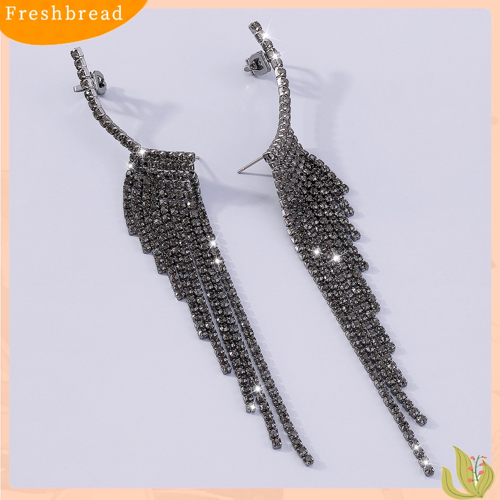 &lt; Freshbread &gt; 1pasang Drop Earrings Mutilayer Jumbai Berlian Imitasi Perhiasan Berlebihan Anting Menjuntai Panjang Atau Perjamuan