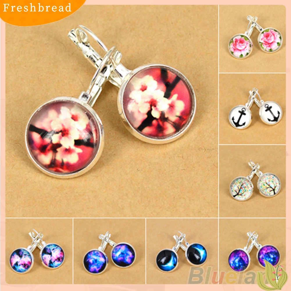 &lt; Freshbread &gt; Pesona Kaca Luar Angkasa Galaxy Wanita Perak Berlapis Perancis Tuas Kembali Drop Earrings