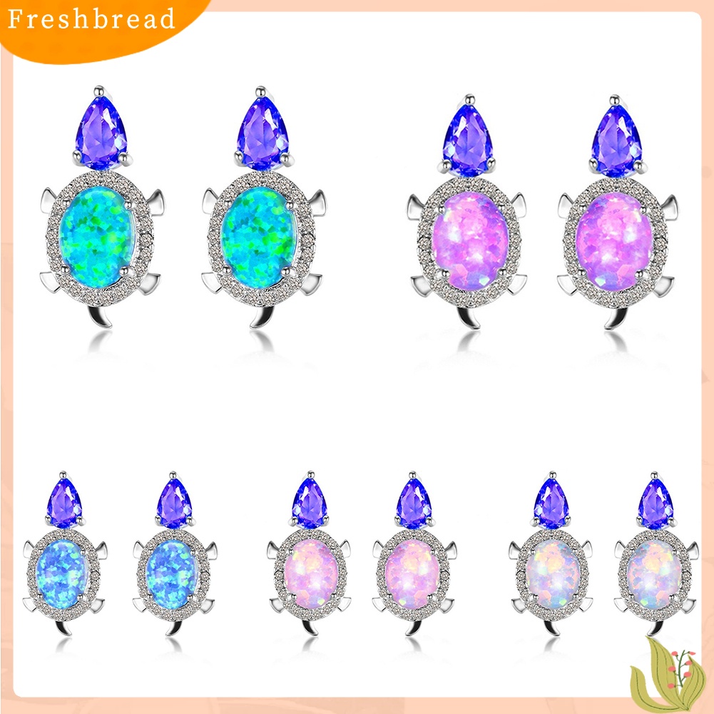 &lt; Freshbread &gt; Fashion Wanita Kura-Kura Imitasi Opal Berlian Imitasi Ear Stud Earrings Perhiasan Pesta