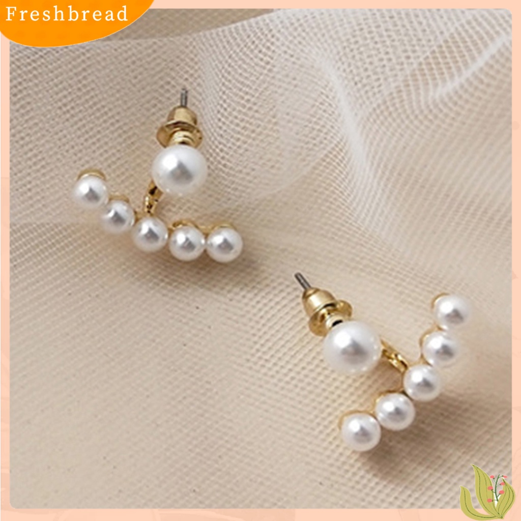 &lt; Freshbread &gt; 1pasang Wanita Anting Bunga Mutiara Imitasi Perhiasan Vintage Bow-knot Stud Earrings Perhiasan Hadiah