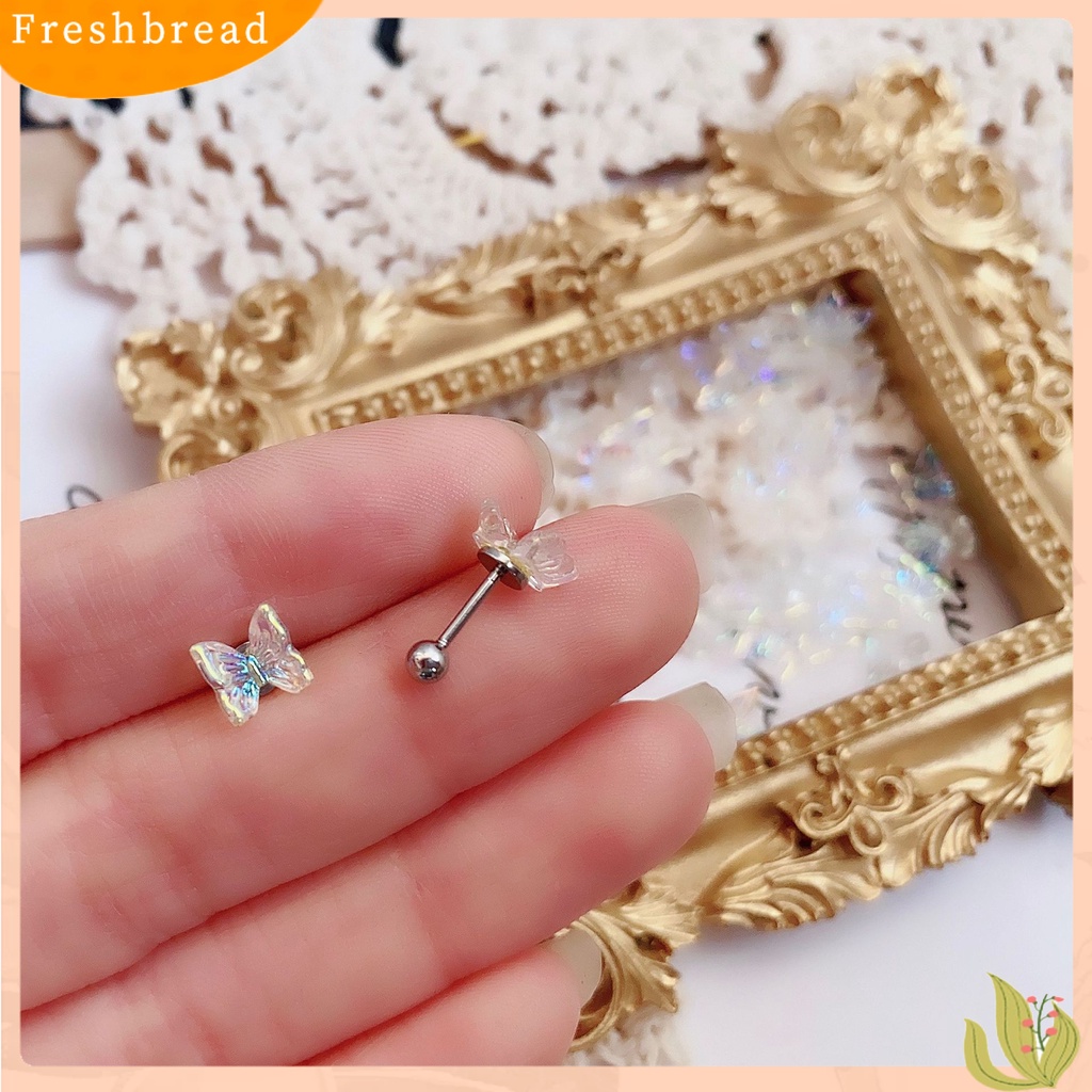 &lt; Freshbread &gt; 3Pcs Ear Studs Eye-catching Menawan Resin Wanita Stud Cincin Telinga Piercing Perhiasan Dekor Untuk Gadis