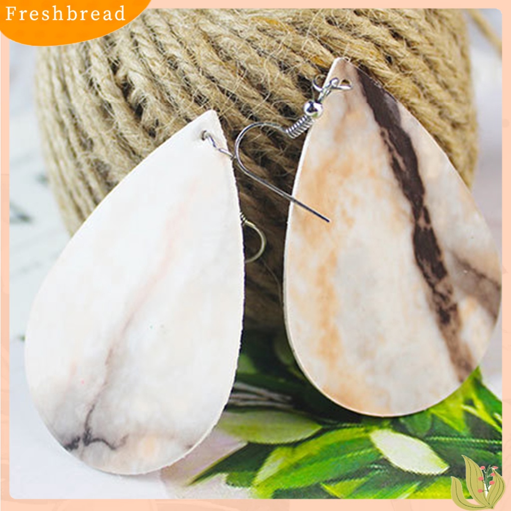 &lt; Freshbread &gt; 1pasang Anting Giwang Eye-catching Simple Halus Semua Cocok Ringan Anting Tekstur Marmer Granit Berbentuk Teardrop Untuk Pakaian Sehari-Hari