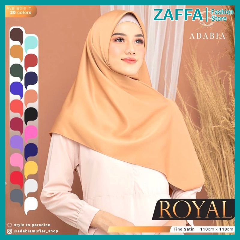 Hijab Segi Empat Royal Adabia Satin Jahit Tepi / Jilbab Segiempat Polos Premium Oleh-Oleh Umroh Haji