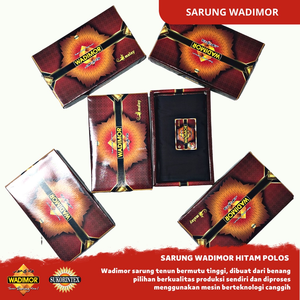 Sarung Wadimor Pria muslim Polos Hitam Putih Warna