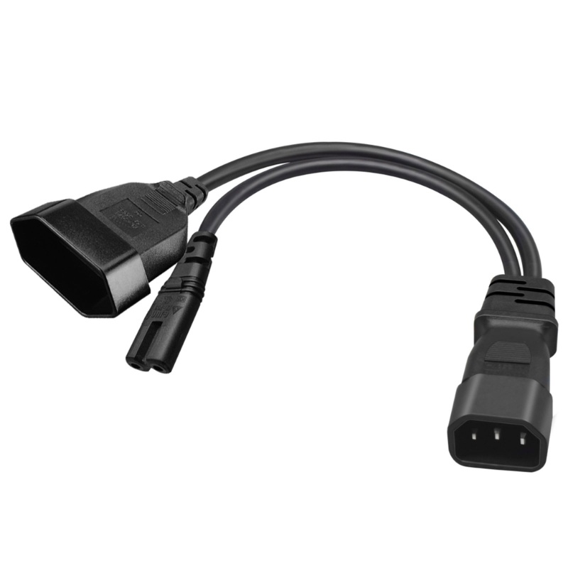 Zzz C14 to C7+EU4 0MM C14 Splitter 32cm IEC 320c14 Male Plug to C7 +EU4 0MM Female Socket Y Split Power Extension Cab