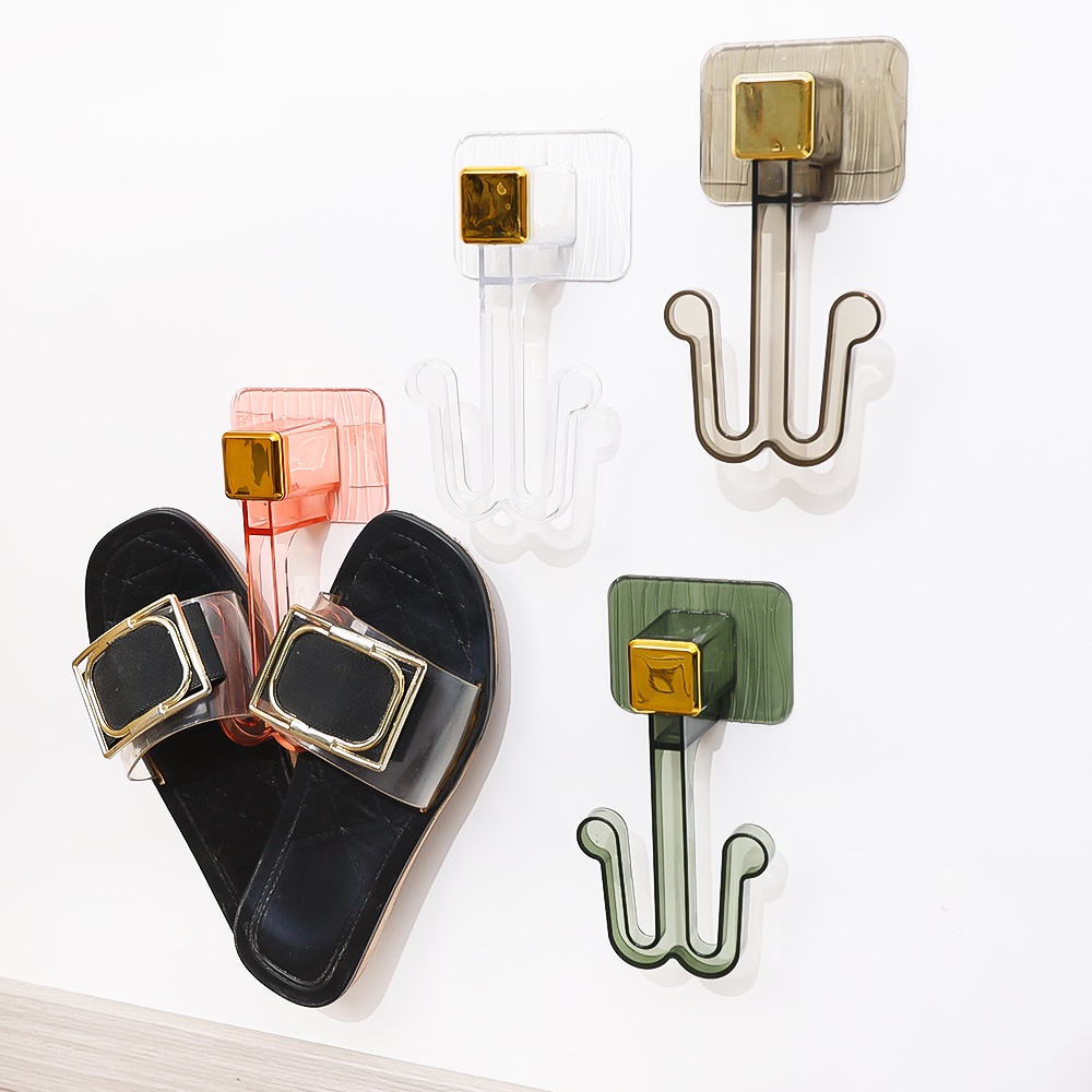 1/2pcs Kamar Mandi Yang Dipasang Di Dinding Non-Punched Slipper Holder/Toilet Sandals Drain Storage Hook/Belakang Pintu Gantungan Sepatu Rak Penyimpanan/Organizer Sepatu Hemat Ruang/Atur Artefak