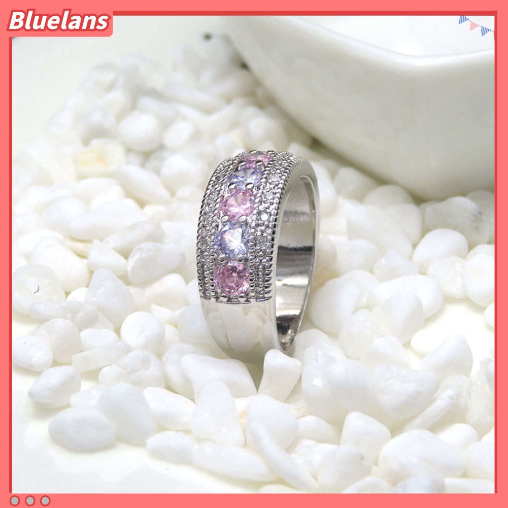{In Stock} Pernikahan Pertunangan Perhiasan Pengantin Cincin Jari Hias Cubic Zirconia Warna-Warni