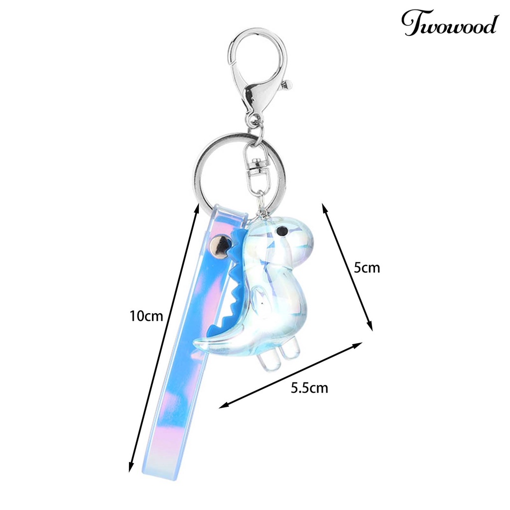 Twowood Key Holder Tiga Dimensi Electroplating Hewan Pengerjaan Indah Poles Menghias Liontin Lucu Imut Kartun Transparan Dinosaurus Gantungan Kunci Aksesori Mobil