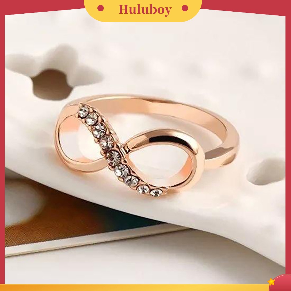 {Ready Stock} Mewah8 Infinity Zirkon Bertatahkan Cincin Pernikahan Pesta Malam Wanita Jari Perhiasan