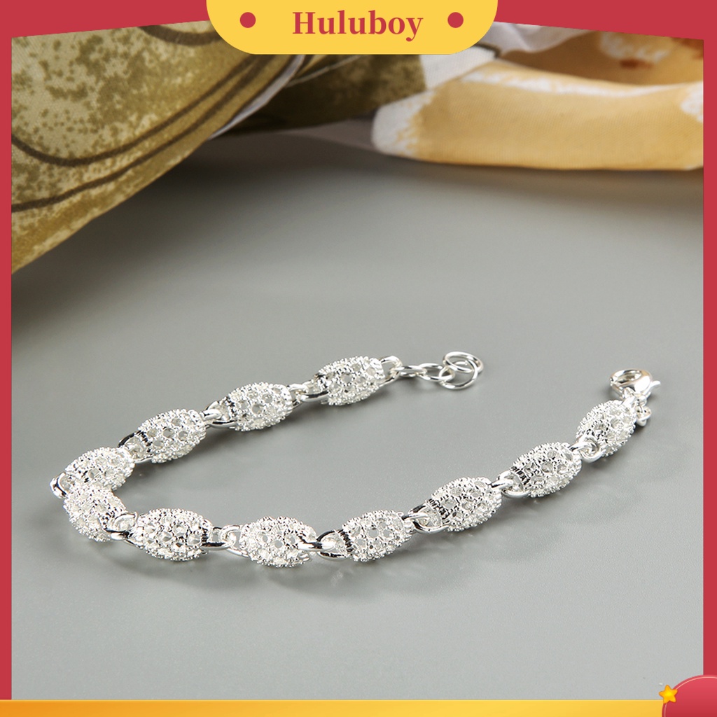 {Ready Stock} Gelang Elegan Anti Karat Wanita Lapis Silver Hollow Bola Bangle Rantai Untuk Travel
