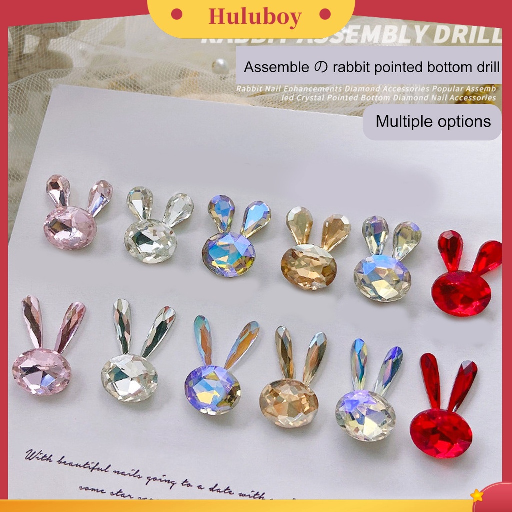 {In Stock} 6Pcs Nail Art Decor Bersinar Tidak Jatuh Tiga Dimensi Kristal Imitasi DIY Gloss Nail Patchwork Bunny Nail Rhinestones Manicure Store Supply