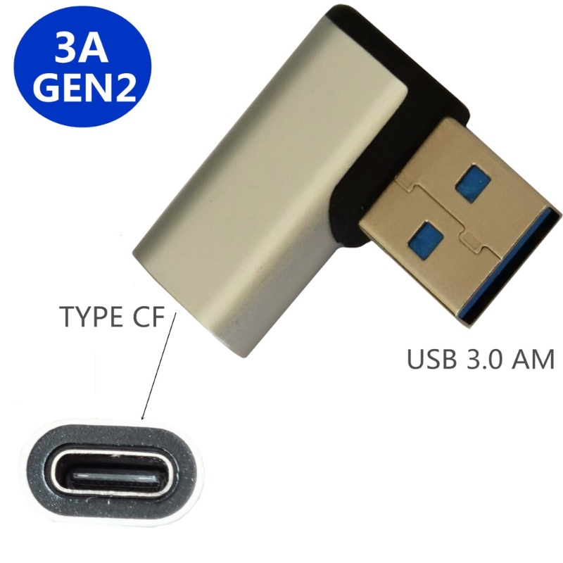 Adaptor zzz Usb3 0 Sudut Kanan 90derajat Male to Type C Female Konektor 10Gbps